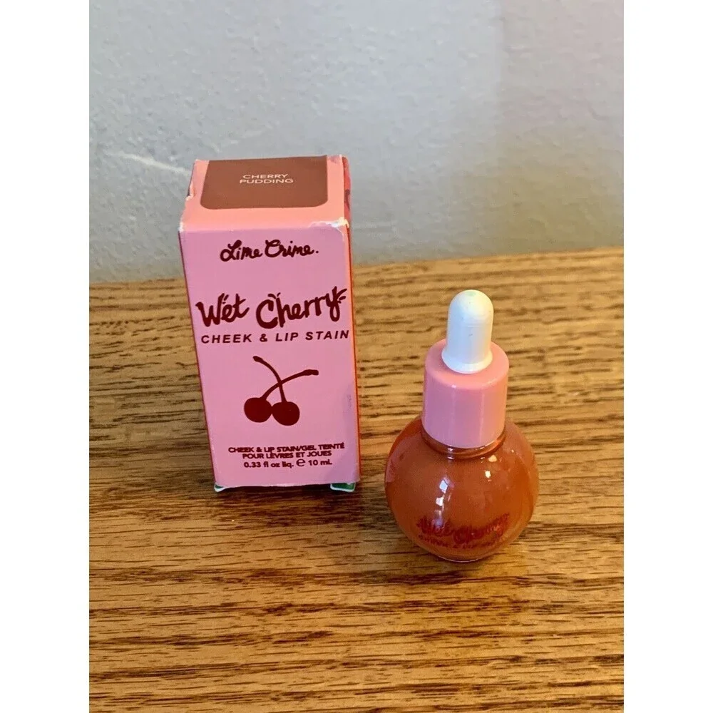 (2) Lime Crime Wet Cherry Cheek Lip Stain CHERRY TART CHERRY PUDDING New/NIB SET